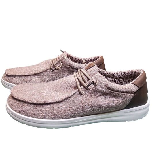 Hey Dude Mens Paul Knit Light Grey/Espresso Slip on Shoes Loafers Shoes Size 13 - Picture 3 of 7